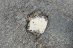 Pothole in Wood Street in Barnet