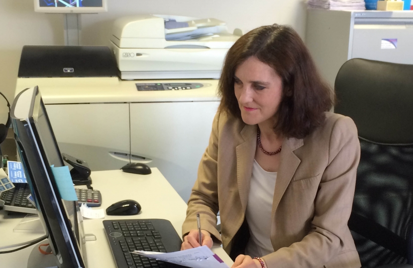 Theresa Villiers at work in her constituency office