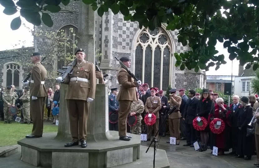Theresa Villiers attends Remembrance Sunday service