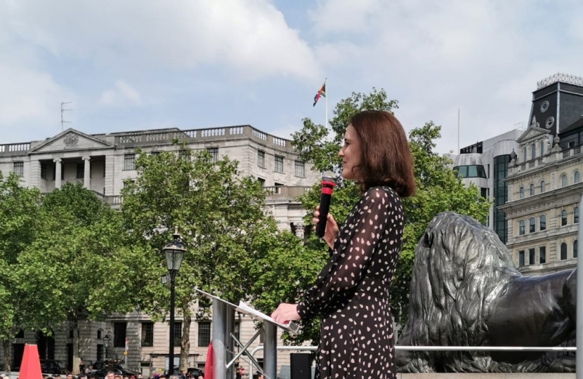 Theresa Villiers campaigns for justice for Tamils at rally in Trafalgar Square