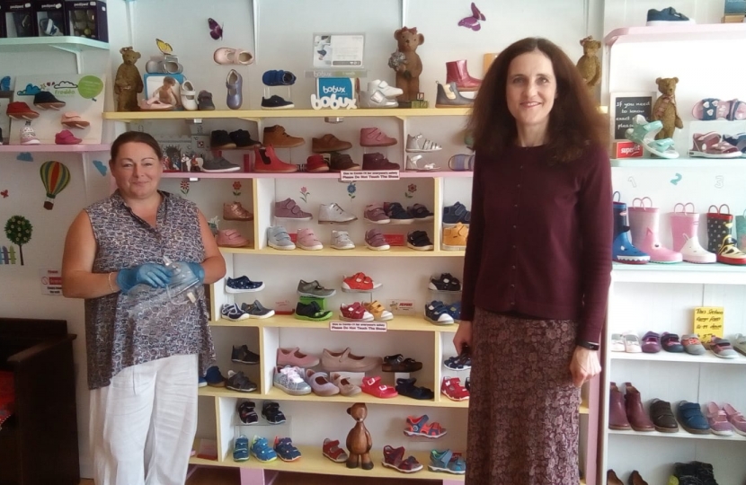 Theresa Villiers MP visits Marie's Shoes which has recently re-opened