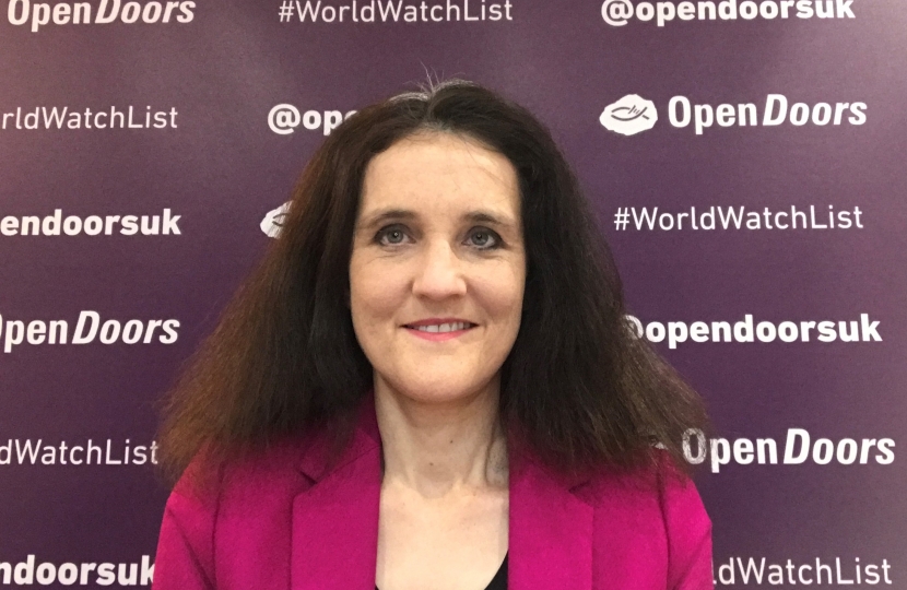 Theresa Villiers MP at the launch of the Open Doors World Watch List 2021