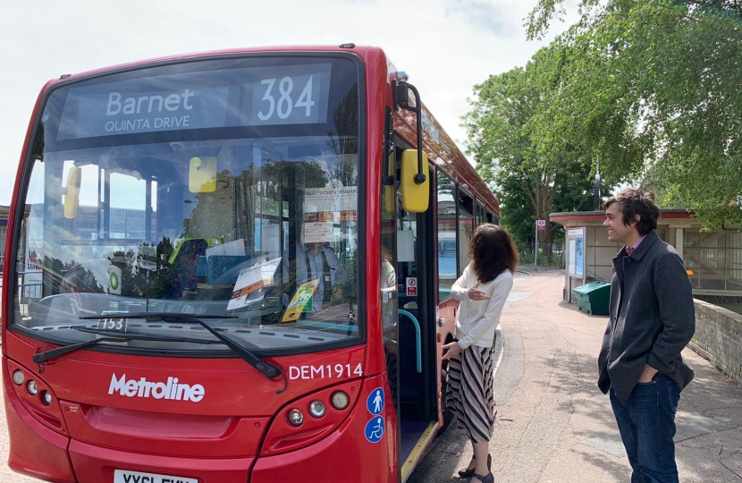 Theresa Villiers and Felix Byers campaign to save the 384 bus