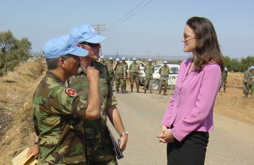 Theresa Villiers meets UN troops in Cyprus in 2003