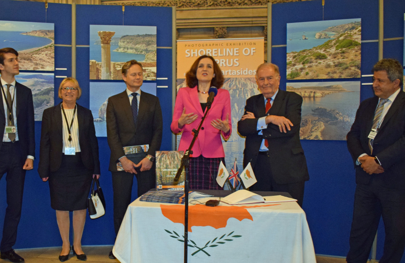 Theresa Villiers addresses an event in Parliament on Cyprus