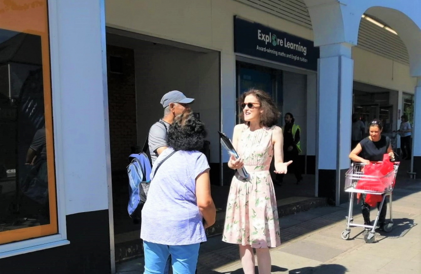Theresa Villiers carrying out a street surgery outside Sainsbury's in New Barnet