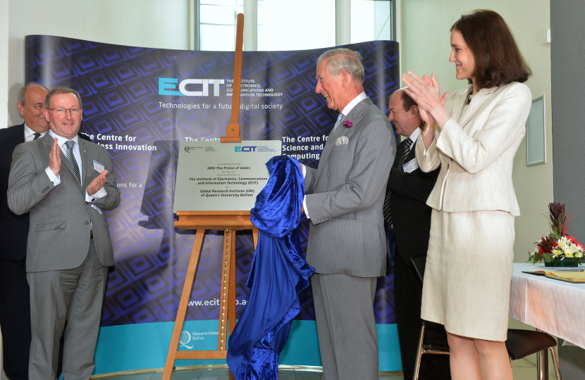 Prince of Wales and the then SoS Northern Ireland visit Queen's University Belfast