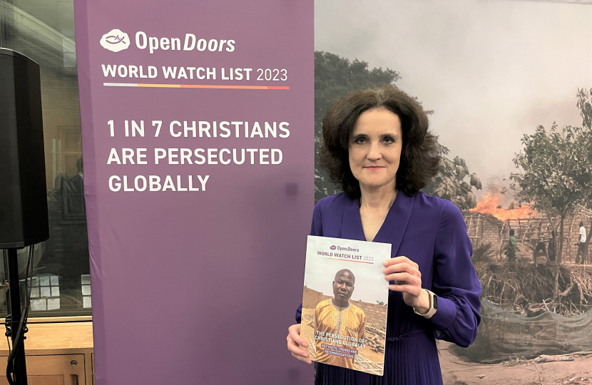 Theresa Villiers attends Open Doors World Watch List 2023 launch