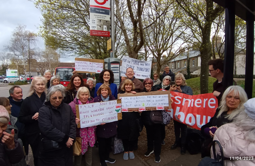 Theresa Villiers campaigning to save the 84 bus route