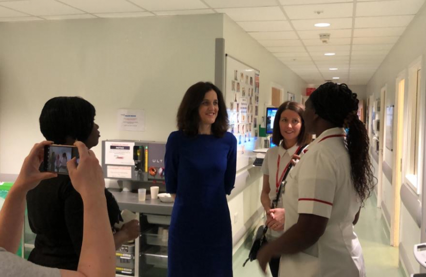 Theresa Villiers meets apprentice nurses at Barnet Hospital