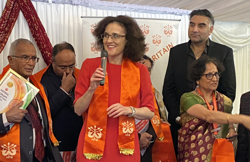 Theresa Villiers attends Diwali in Parliament celebrations hosted by Hindu Forum of Britain