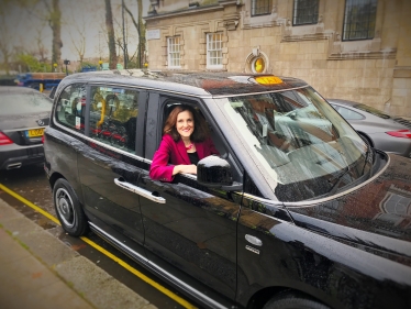 Theresa Villiers Electric taxi 