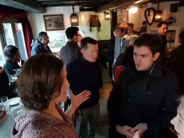 Theresa Villiers in the Mitre Inn in High Barnet