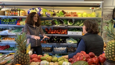 Theresa Villiers visits small local grocery store in New Barnet