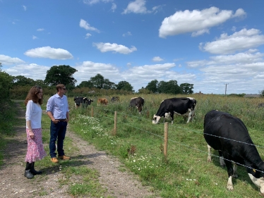 Theresa Villiers visits dairy farm in Hertfordshire
