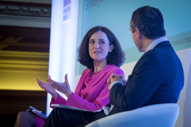 Theresa Villiers attending a 2016 FT conference on Brexit