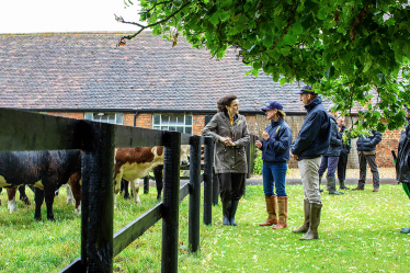 Theresa Villiers visits Minette Batters farm