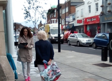 Theresa Villiers carrying out a street surgery in Barnet High Street