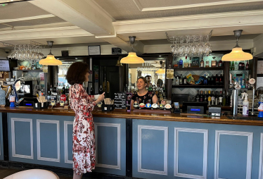 Theresa Villiers in the Prince of Wales pub in East Barnet