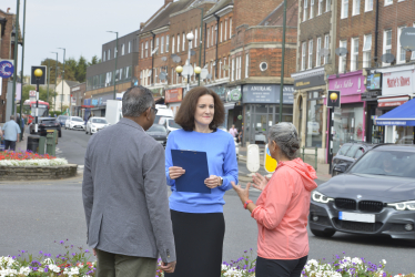 Theresa Villiers meeting constituents in East Barnet Village to discuss policing and other issues