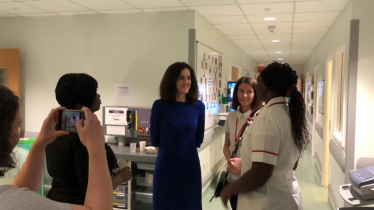 Theresa Villiers meets apprentice nurses at Barnet Hospital