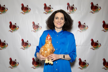 Theresa Villiers attends a CAWF event on ending the use of cages for laying hens